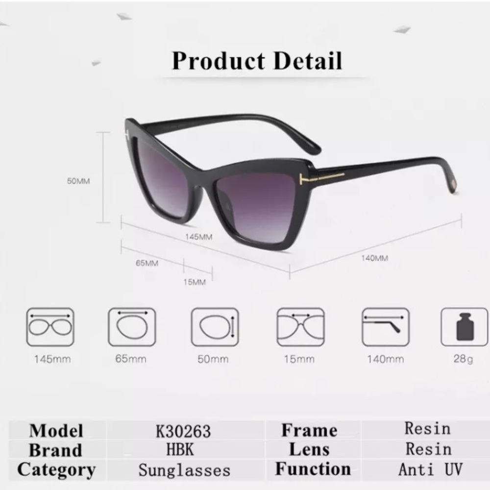 Women’s Black Cat Eye Sunglasses - Picture 5 of 5